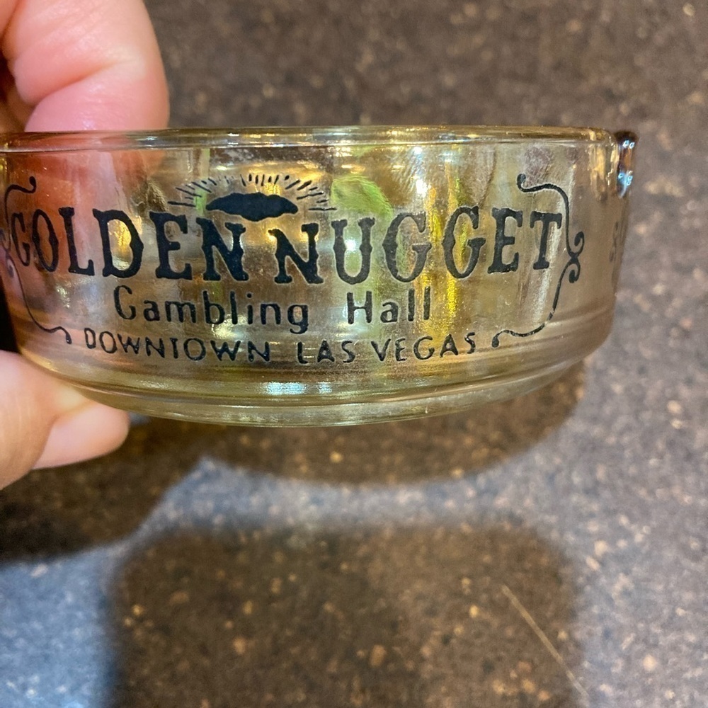 Vintage Golden Nugget Gambling Hall Downtown Las Vegas Glass Ashtray.